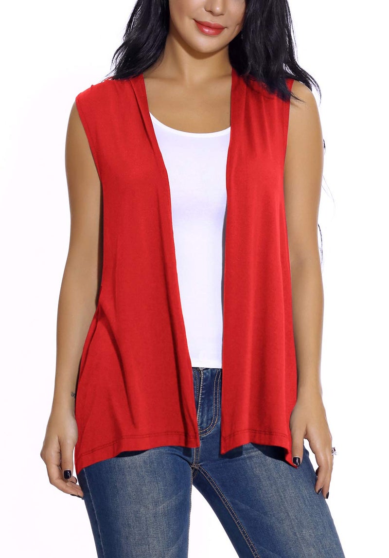 EXCHIC Women's Sleeveless Open Front Cardigan Vest Lightweight Cool Coat (XL, Red) - Image 4